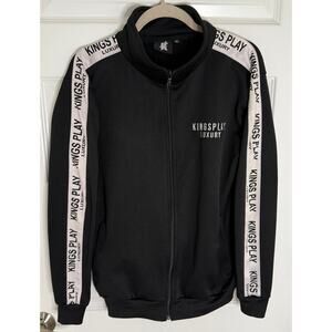Kings Play Luxury Black Zip-Up Track Jacket Size M Streetwear Style